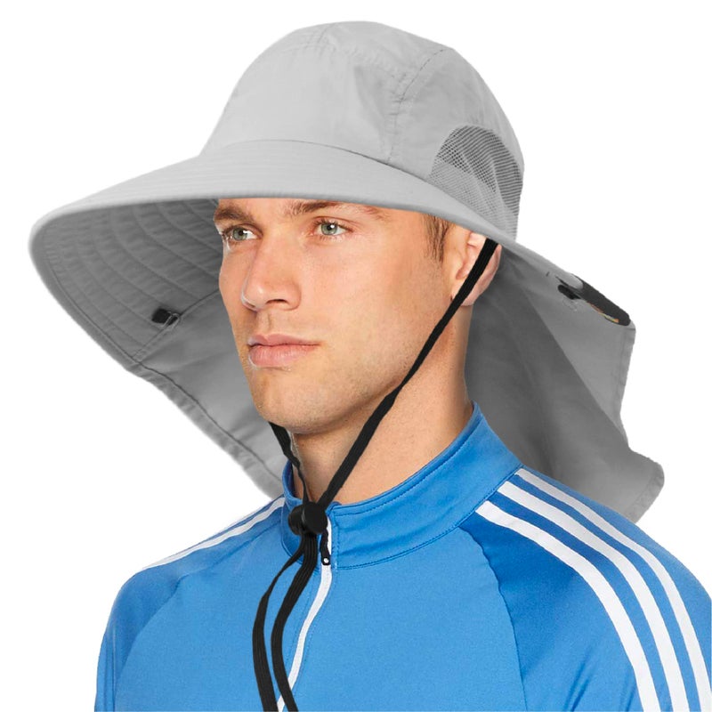 Suncube SUN CUBE Wide Brim Sun Hat with Neck Flap, Fishing Hiking for Men Women Safari, Neck Cover for Outdoor Sun Protection UPF50+ | Light Gray - Image 1